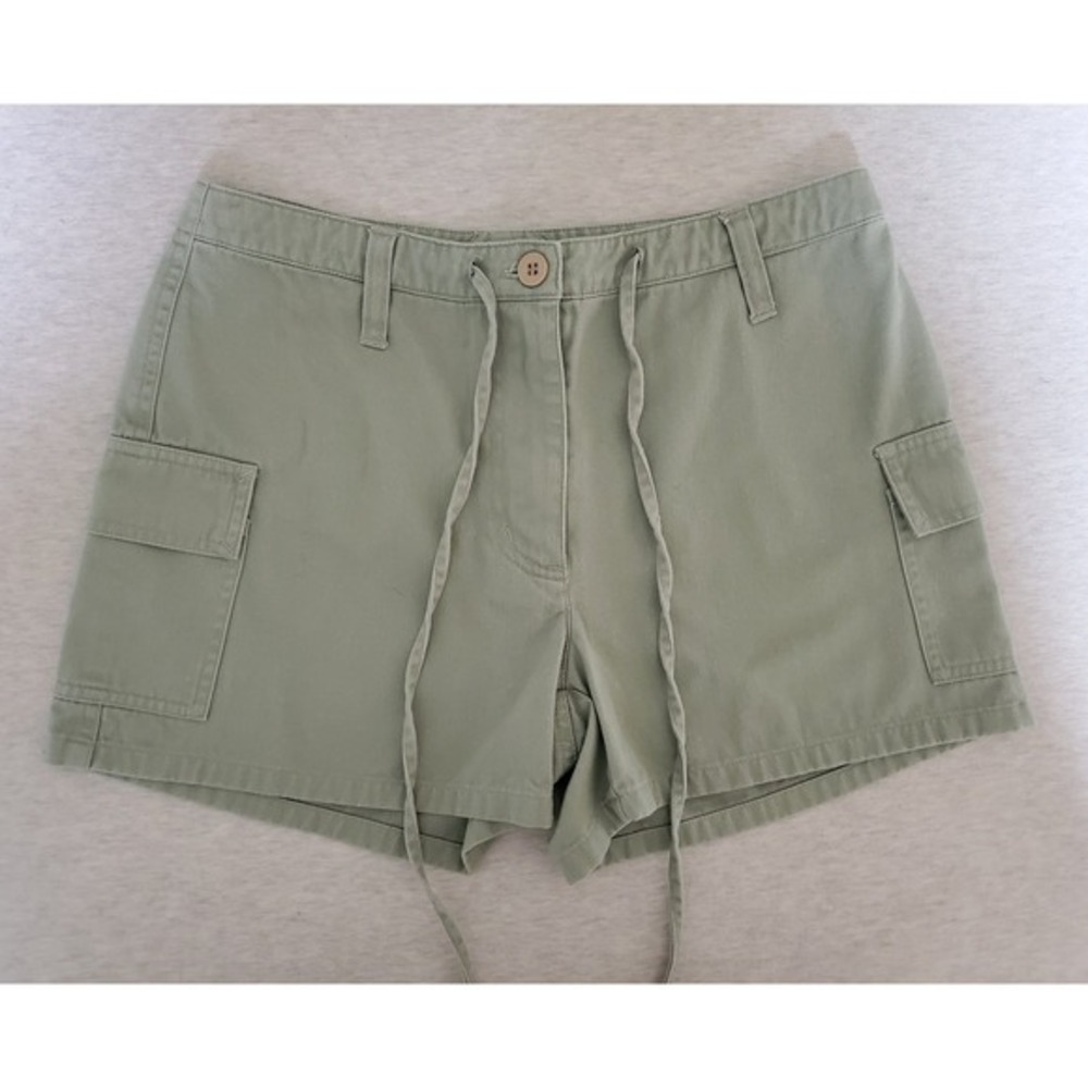 Vintage Express Bleus olive green‎ cotton cargo shorts utility army safari VTG 2